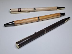 3 pens made from different wood blanks